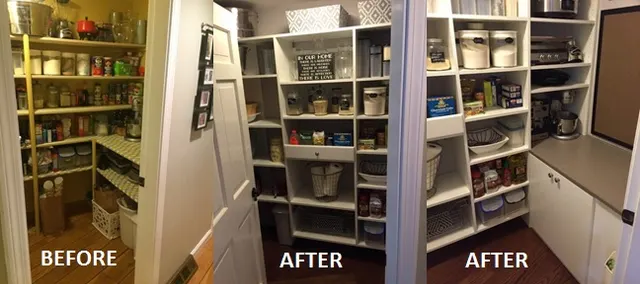 Kitchen pantry before and after organization