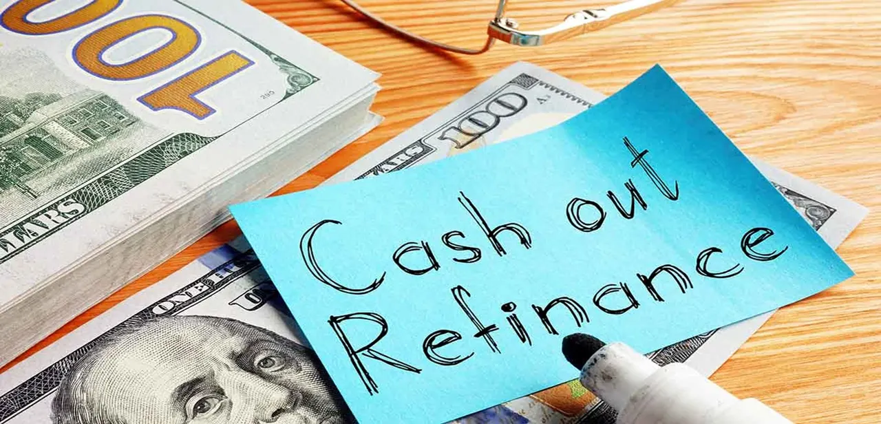 Cash-out refinance — cash with sticky note