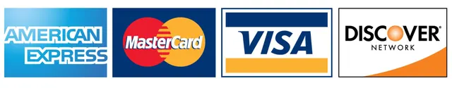 We accept Visa, Mastercard, American Express and Discover