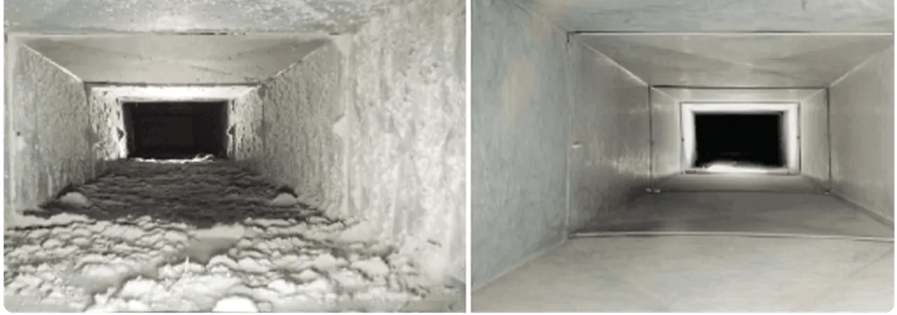 Air ducts before and after cleaning